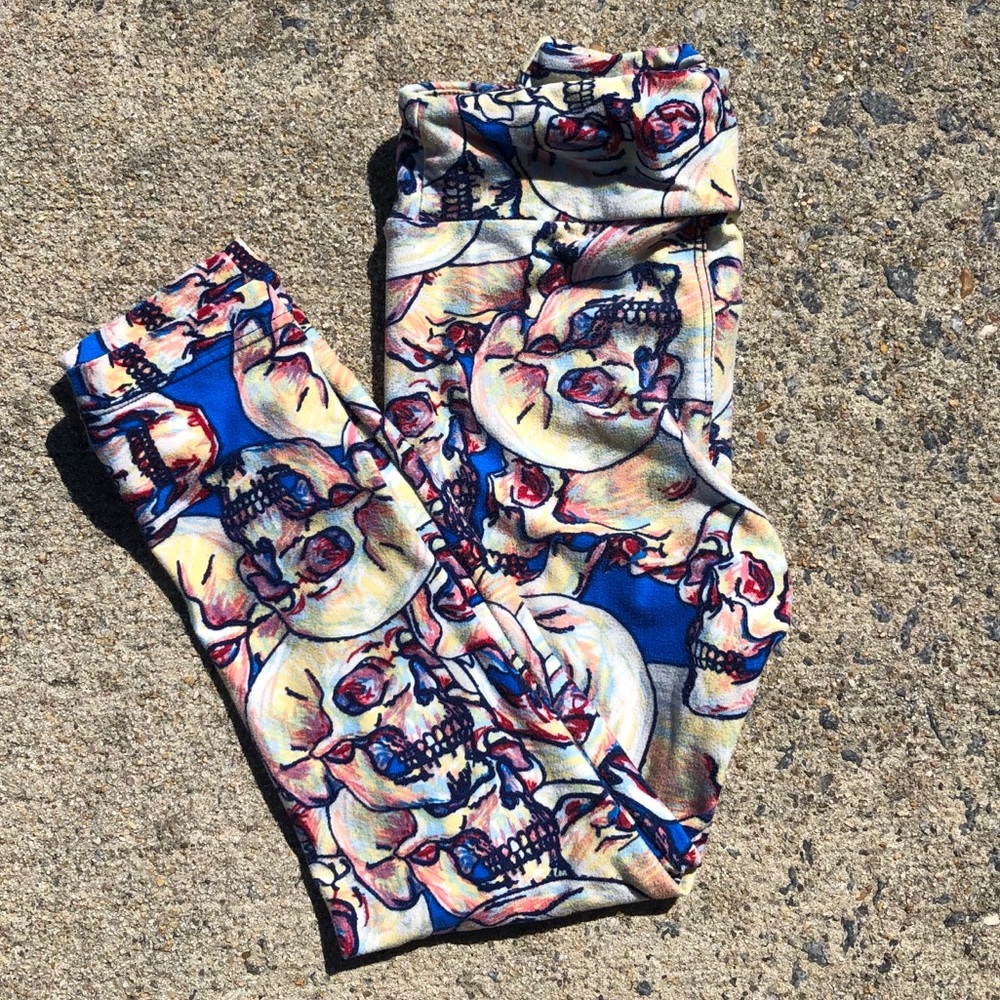 LuLaRoe Kids Skull Halloween Leggings S/M